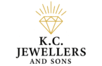 K.C. Jewellers and Sons Logo with Diamond Symbol and Tagline Subh Bhi, Stylish Bhi