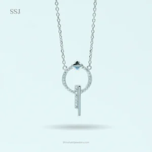 925 Sterling Silver Zircon Circle Pendant Necklace for Women